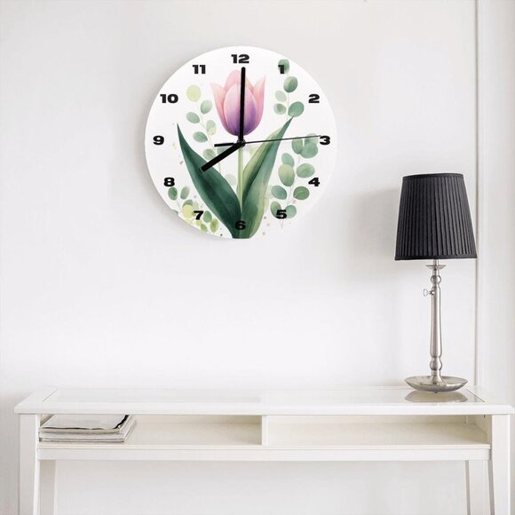Elegant Tulip-Inspired Floral Wall Clock: Modern Timepiece for Home Decor - Picture 7 of 7
